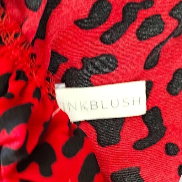 Pink Blush Womens Dress Sz 2X Red Leopard Chiffon Maxi Cottagecore Whimsicore - Picture 8 of 10